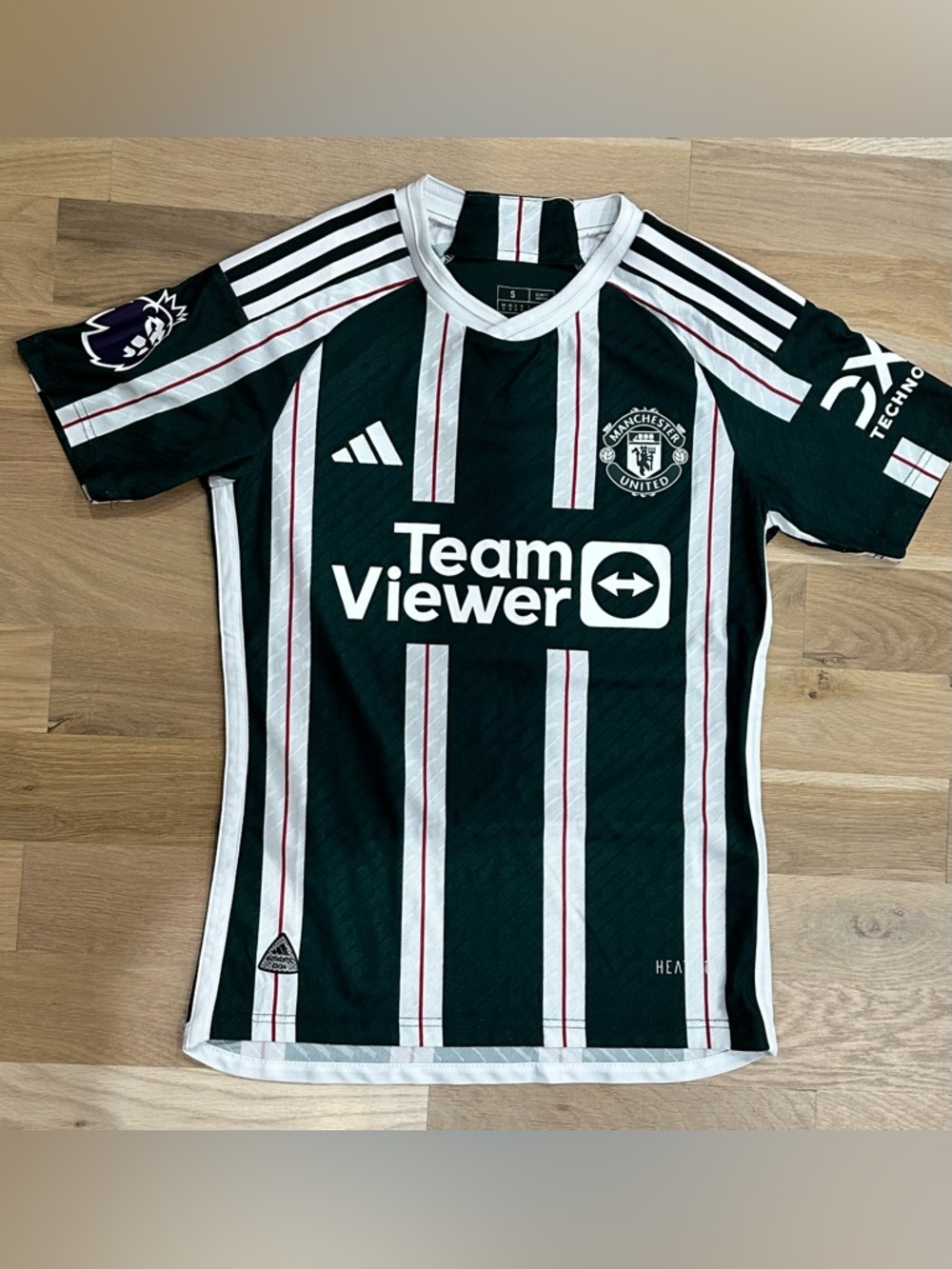 Manchester United Adidas TeamViewer Green Away Jersey, Garnacho